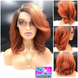 Dior" Natural Blow Out Yaki straight texture Synthetic Wig swoop bang wig,